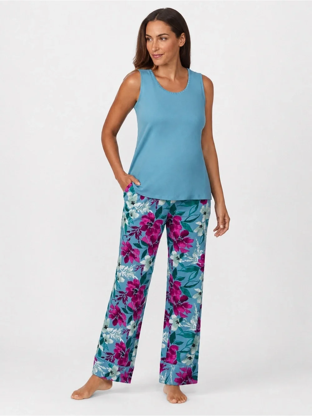 Floral Blue & Magenta Women's Pajama Set